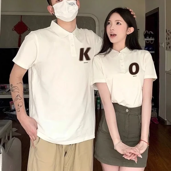 情侣装POLO衫一男一女高级感2025新款夏季网红爆款情侣短袖t恤潮