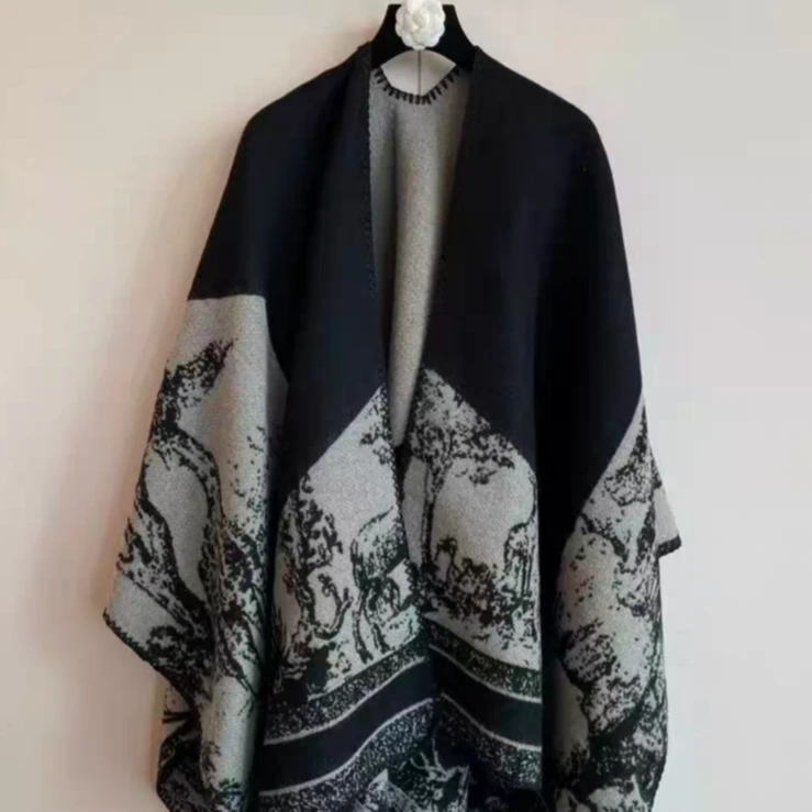 林间小鹿【秋款百搭】仿羊绒大披肩外搭气质高级感披风135x155cm