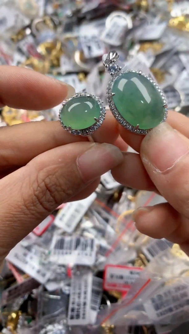 银S925镶嵌戒指翡翠222----1