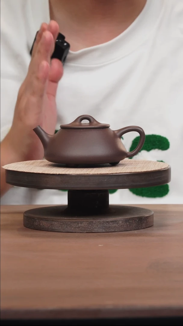 茶壶紫砂紫泥平盖石瓢