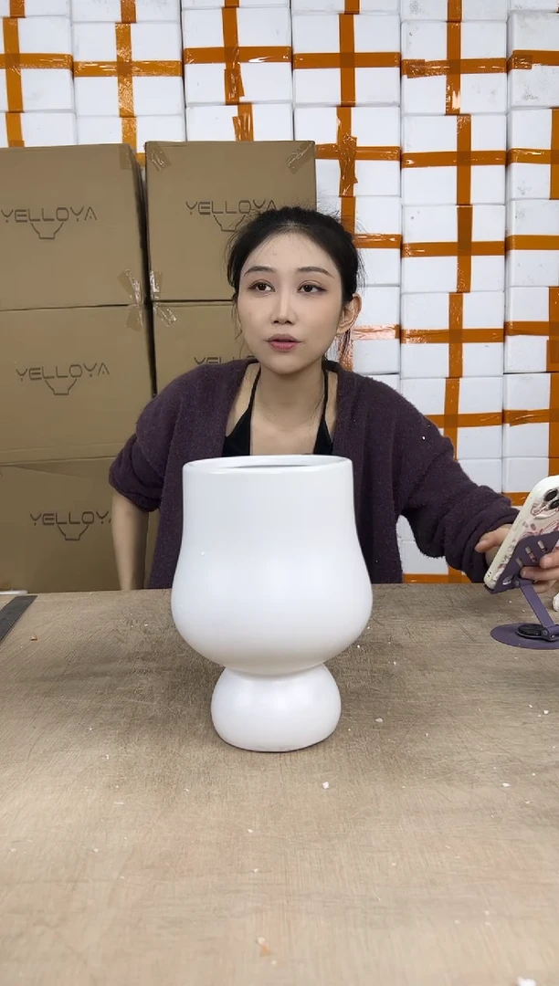 心****）宝莲灯花瓶白色14x21
