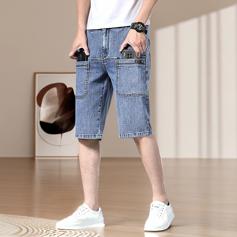 夏天休闲百搭外穿牛仔短裤男潮流薄款七分裤韩版时尚男士款中裤子