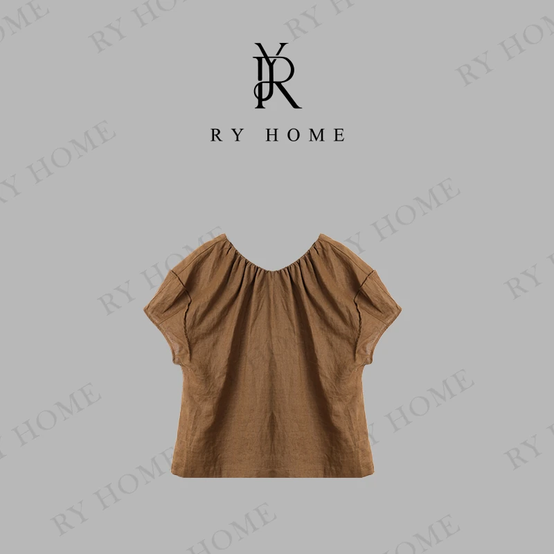 【容雨RYHOME】100亚麻＋纹理肌感泡泡袖衬衫252C1437