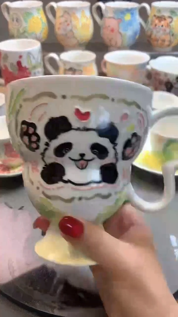 一味*手绘*熊猫葫芦杯