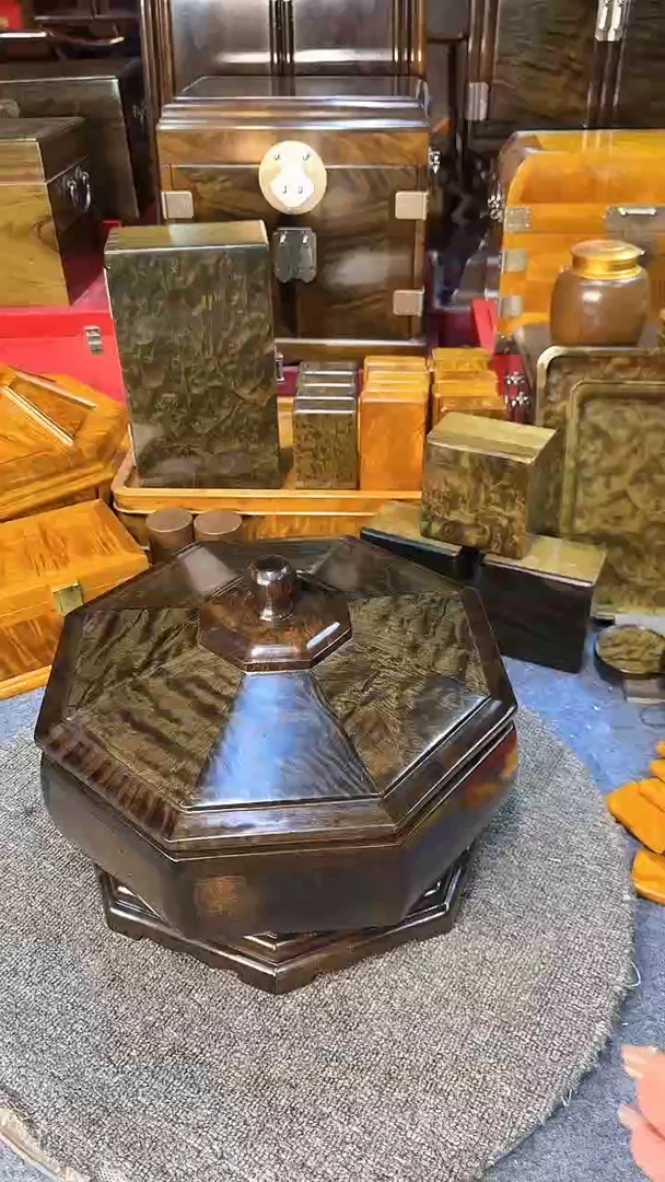 【闪购商品】乌木类成套家具阴沉乌木八角果盒