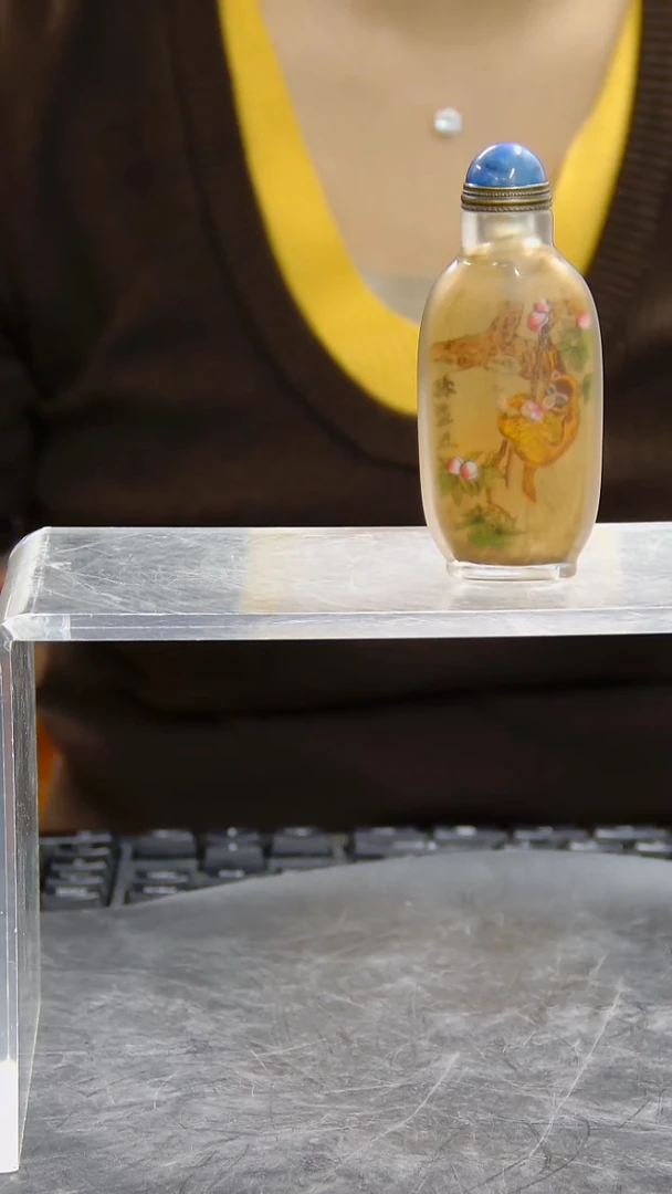 瓶内画灵猴献寿料器鼻烟壶#1367#