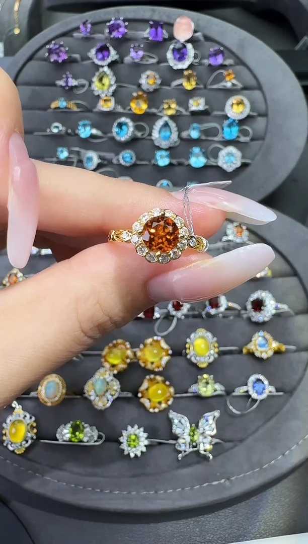 银S925镶嵌戒指石榴石（芬达石）不低于1.0ct【七天鉴赏期】