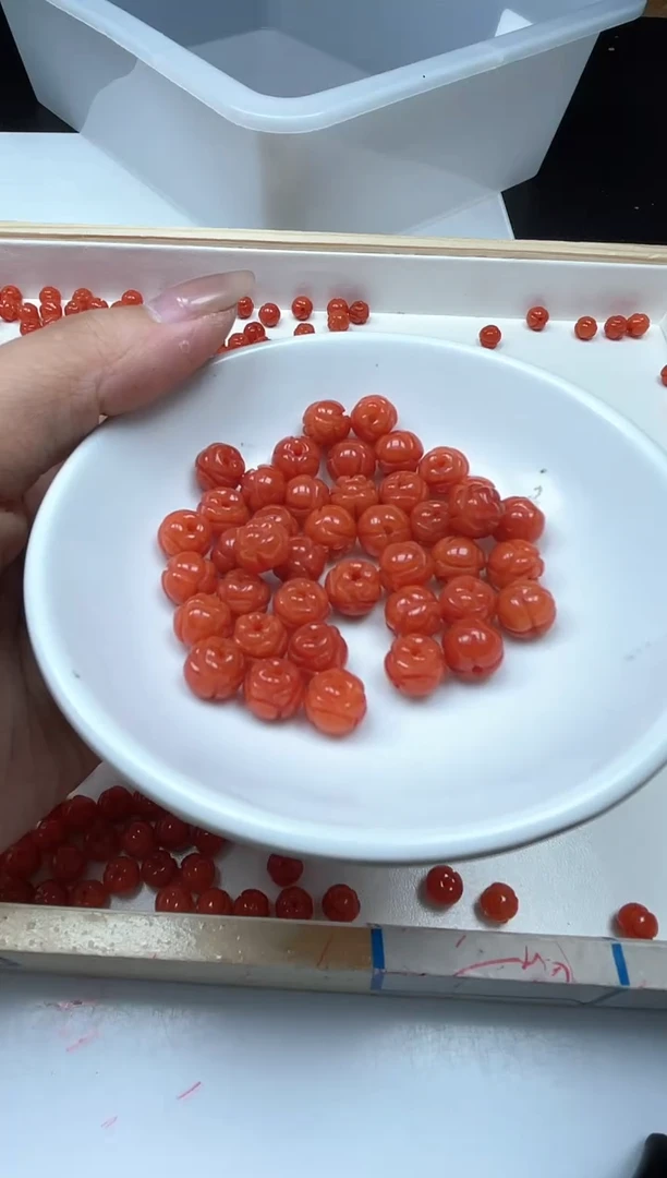 南红玛瑙散珠未镶嵌D272柿子南红 莲花珠 8mm10个6.8元