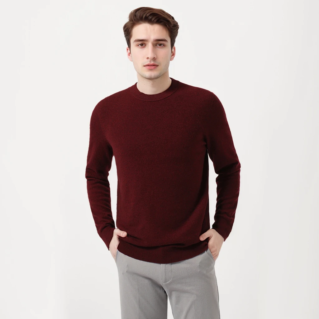 【男士加厚100%山羊绒】商务圆领套头秋冬羊绒衫HR105