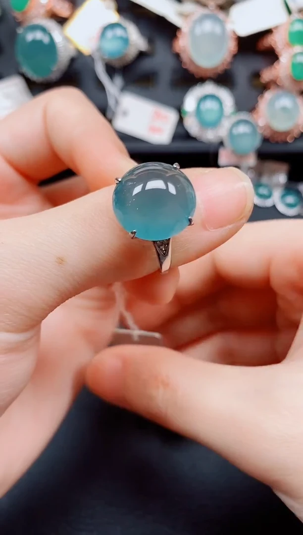 银S925镶嵌戒指翡翠翡翠