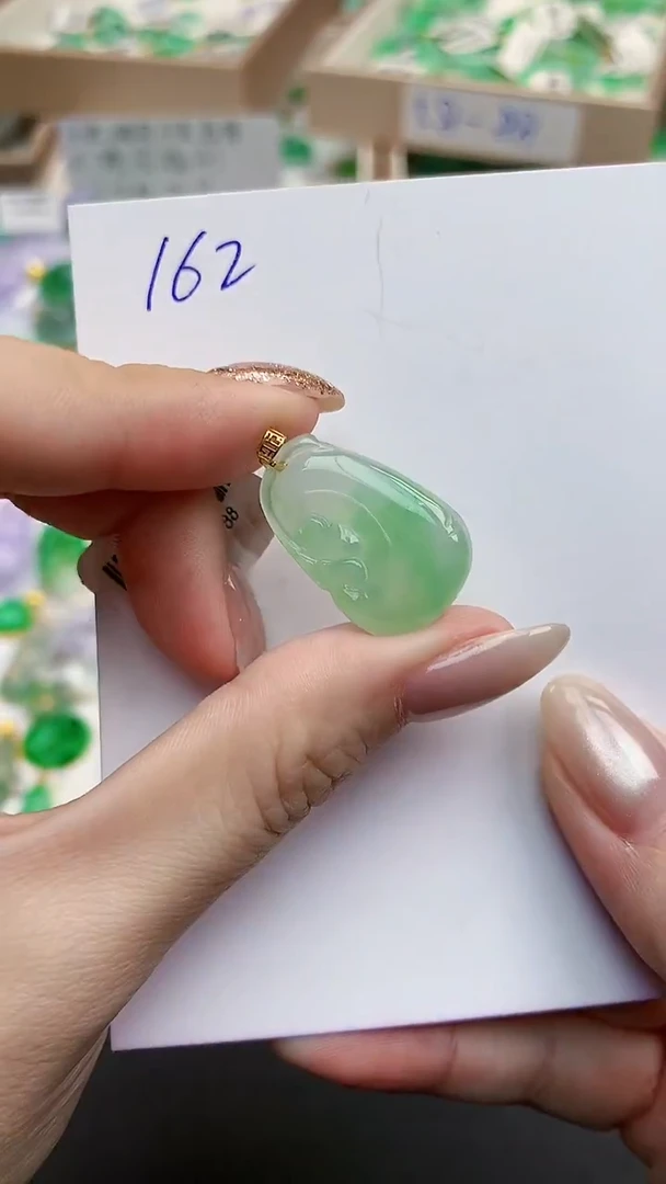颈饰18K金镶嵌翡翠天然缅甸A货翡翠