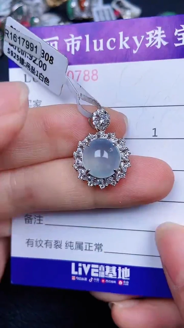 颈饰银S925镶嵌翡翠0788