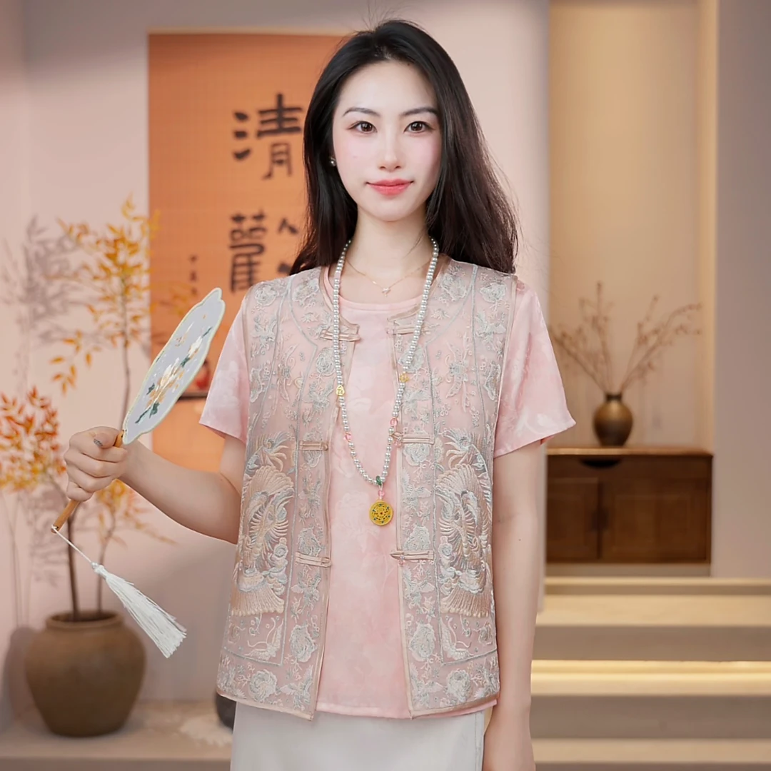 丝年.茱萸｜新中式国风时尚百搭重磅刺绣上衣马甲-5273