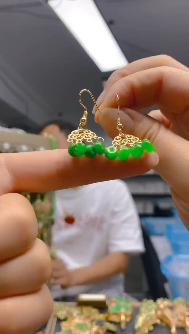 翡翠合金耳饰0159翡翠耳钩