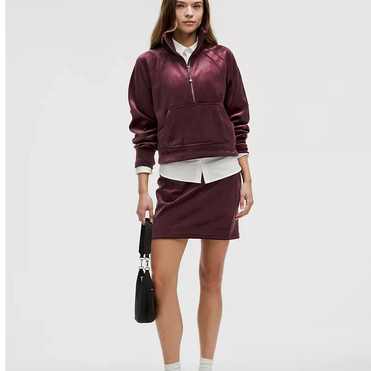 lululemon/露露乐蒙Oversized Velvet烟囱领丝绒半拉链外套