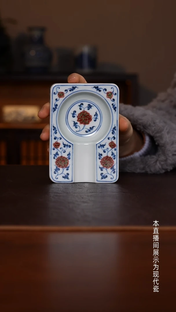 景德镇和然窑 - 纯手工手绘原矿青花釉里红缠枝莲雪茄缸
