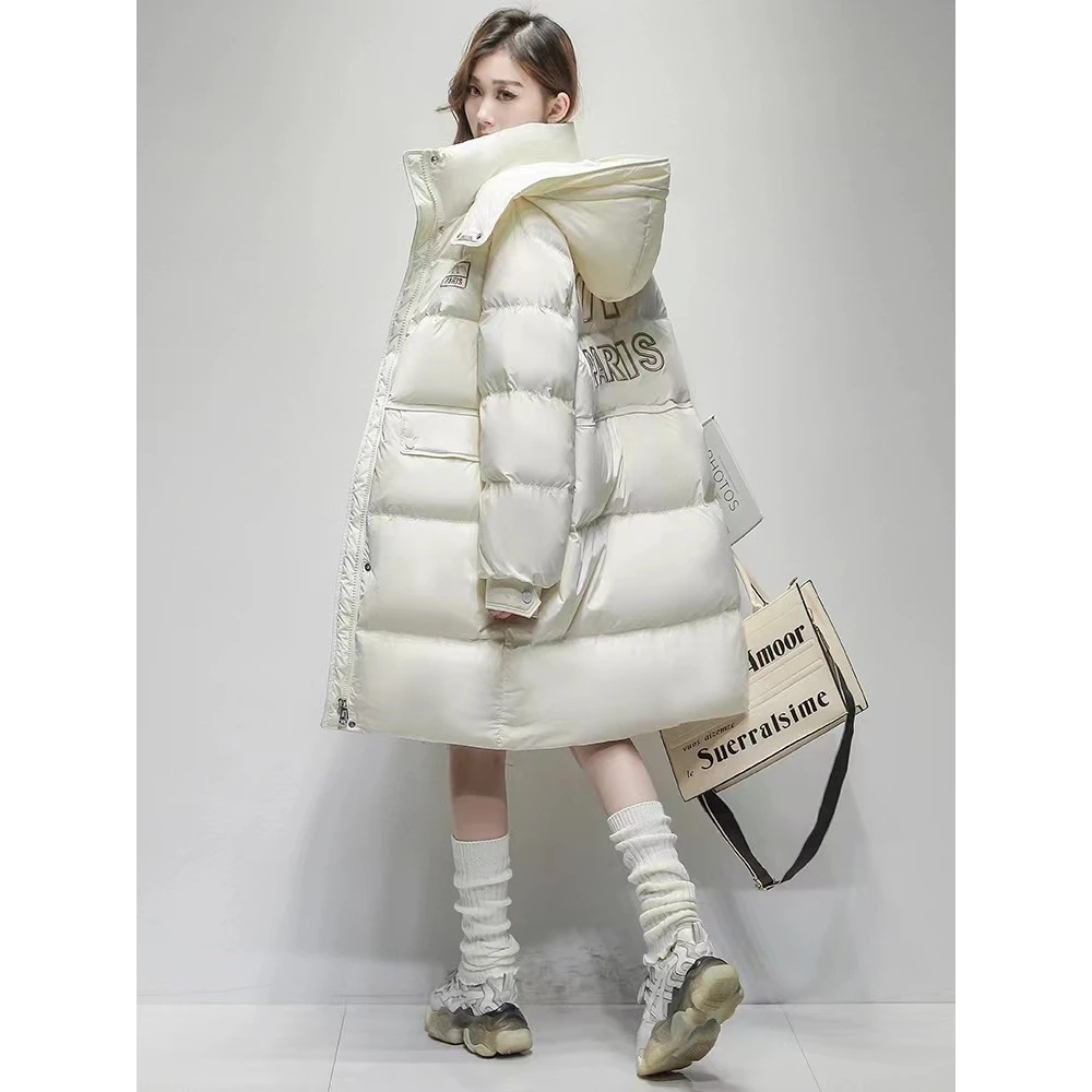 YT026 羽绒服2024新款中长款加厚连帽白鸭绒外套24971
