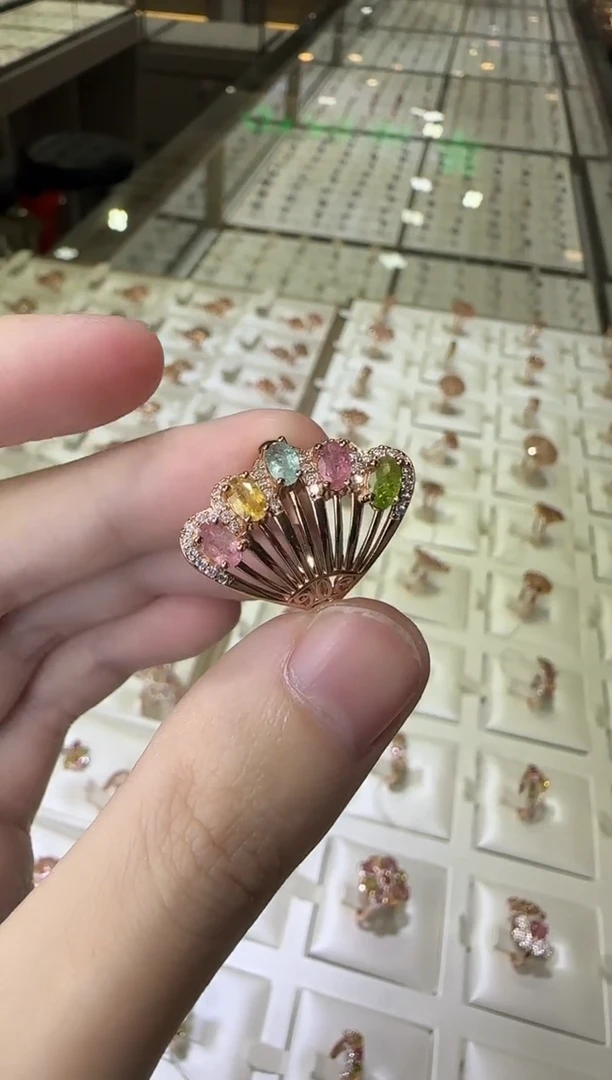 碧玺戒指银S925镶嵌3*5mm设计款