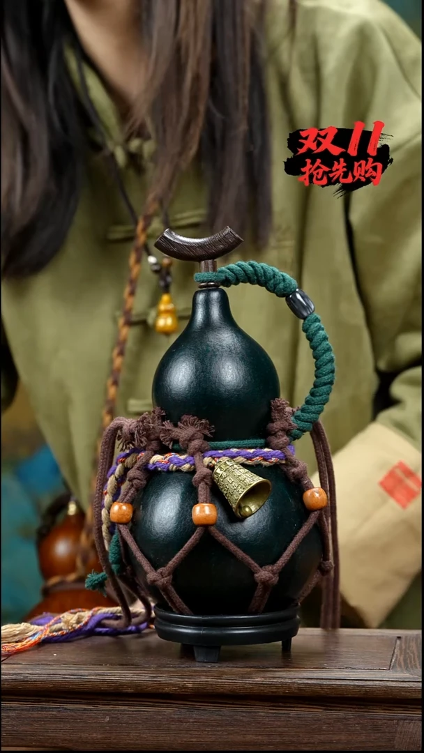 -YZ108复古网兜款天然酒葫芦（一物一拍）