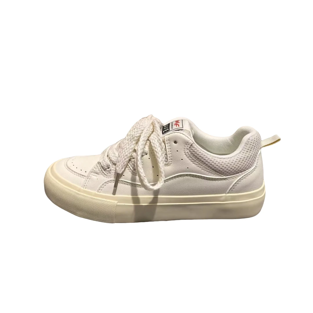 原创设计皮面小白鞋做旧脏脏鞋2025新款春款学生厚底百搭面包男鞋