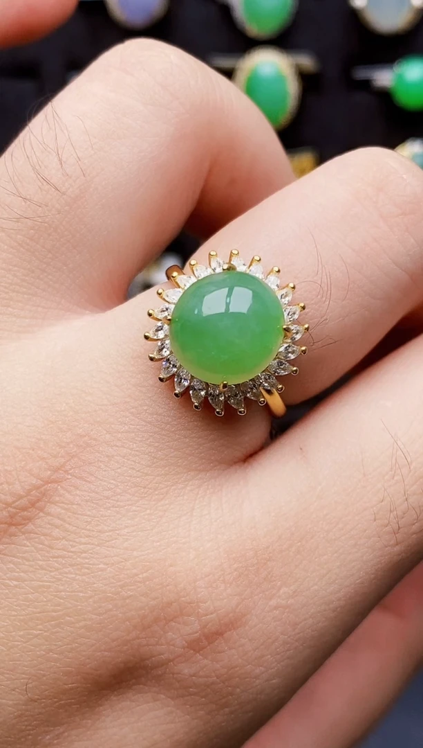 银S925镶嵌戒指翡翠6258