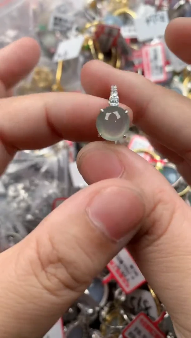 银S925镶嵌戒指翡翠555   7