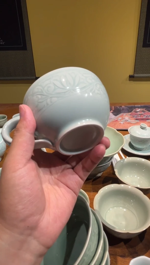 瑕疵天青咖啡杯1个