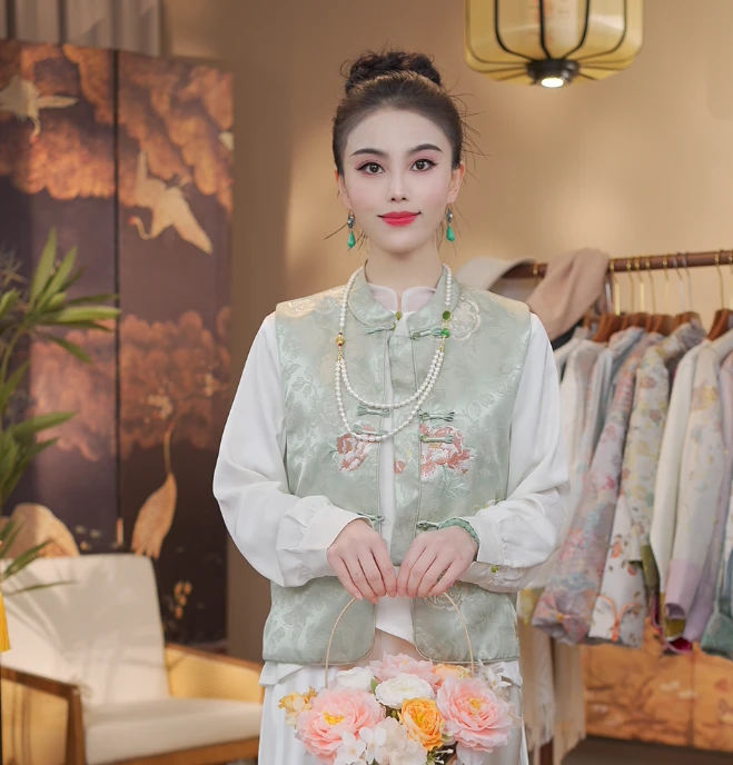 《枕花眠 -马甲》新中式提花复国风春款休闲百搭高定马甲