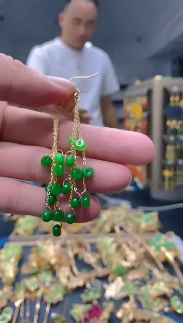 【闪购商品】翡翠耳饰合金32翡翠耳钩