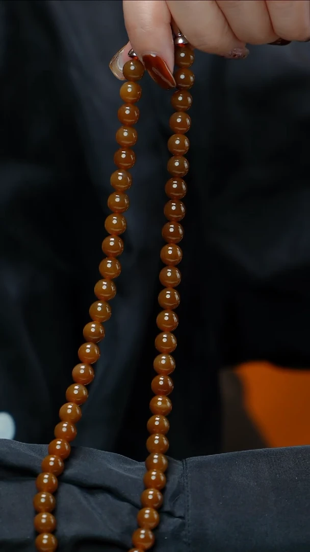 项链未镶嵌和田玉（糖玉）和田玉糖玉项链7-8mm 多样性发其一