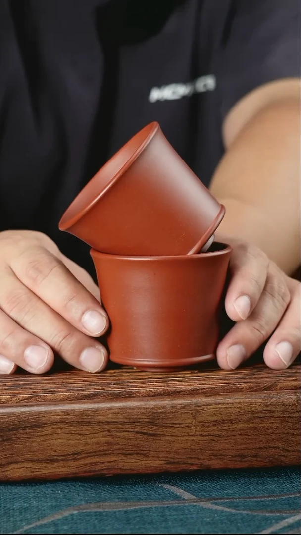 茶杯紫砂大红袍小底光杯2只