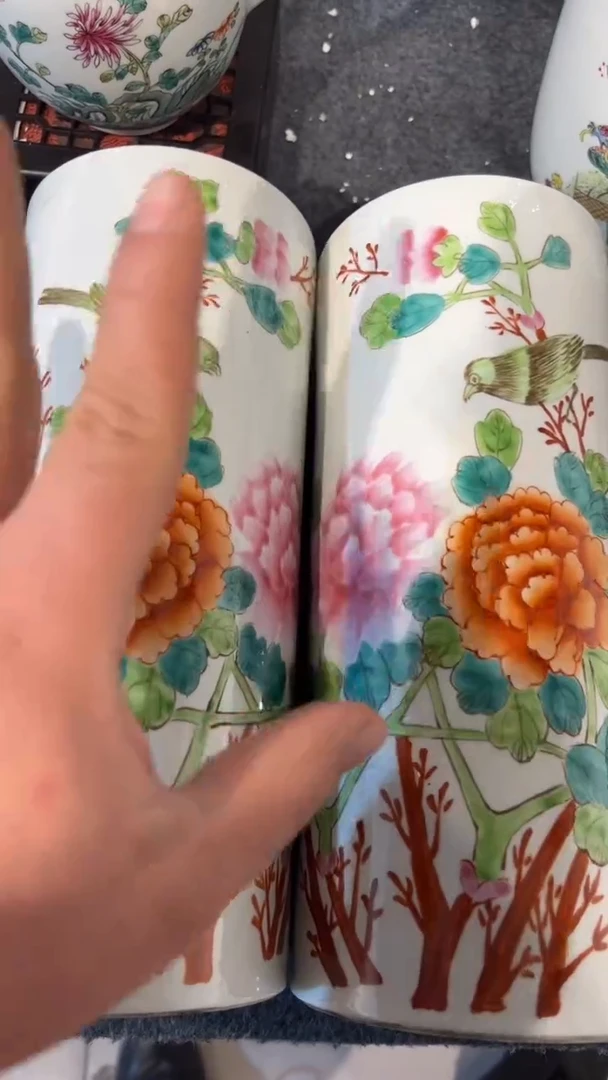 摆件瓷摆件瓷摆件白头富贵冒桶