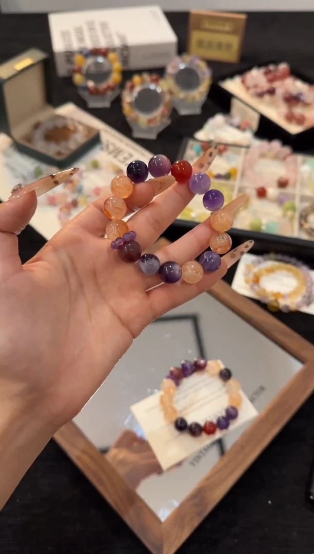 未镶嵌手链水晶紫水晶多宝x3249