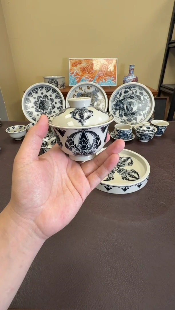 二号釉金刚杵元宝盖碗