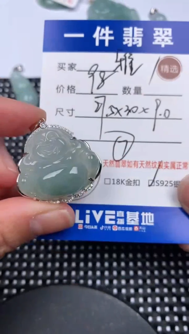 【闪购商品】翡翠颈饰银S925镶嵌挂件