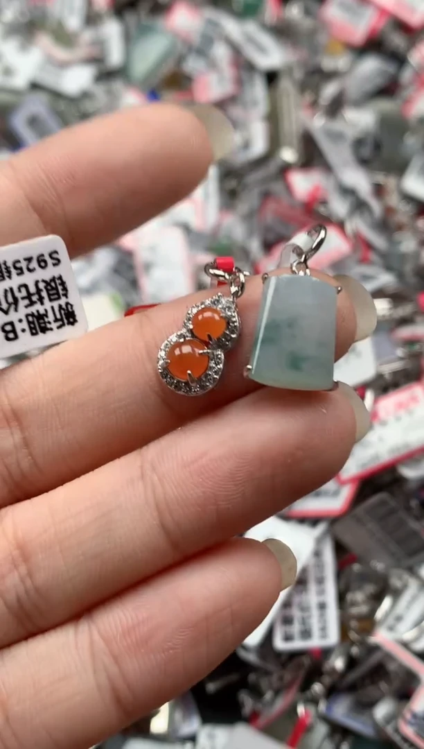 银S925镶嵌戒指翡翠天然A货缅甸翡翠