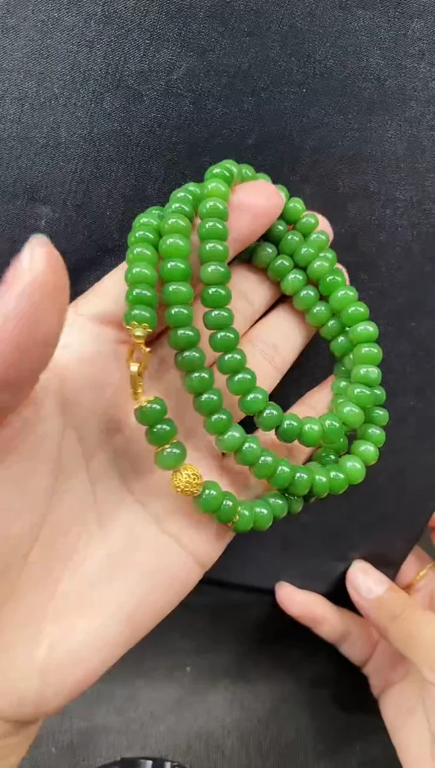 【闪购商品】和田玉毛衣链18K金镶嵌8MM 多样性发一