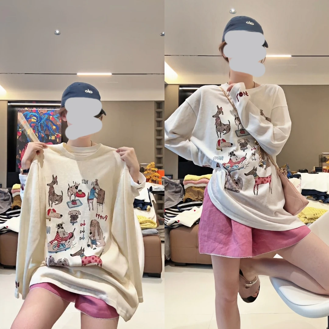 【休闲运动】2025夏季洋气套装防晒长袖T恤玫红色阔腿短裤两件套
