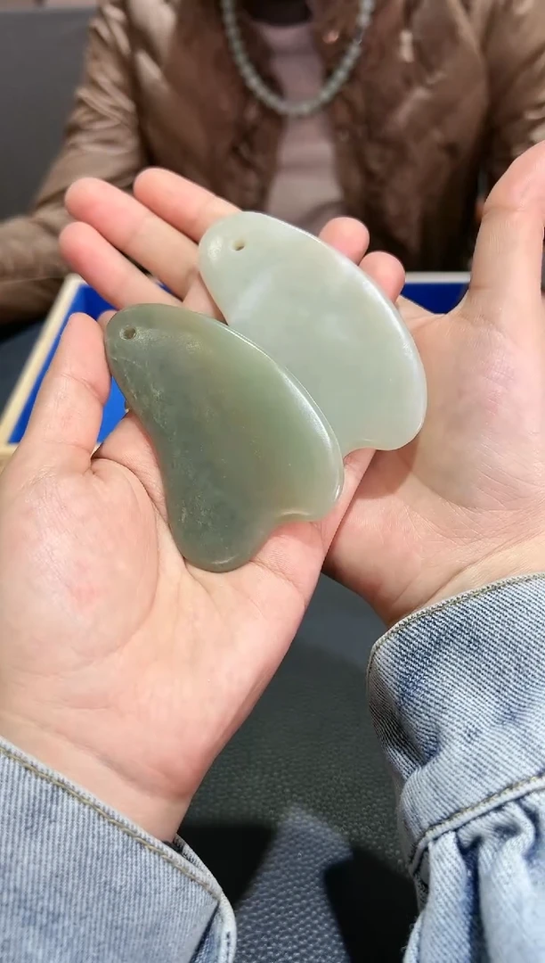 【闪购商品】和田玉刮痧板未镶嵌且末料青白玉刮痧板多样性发起一