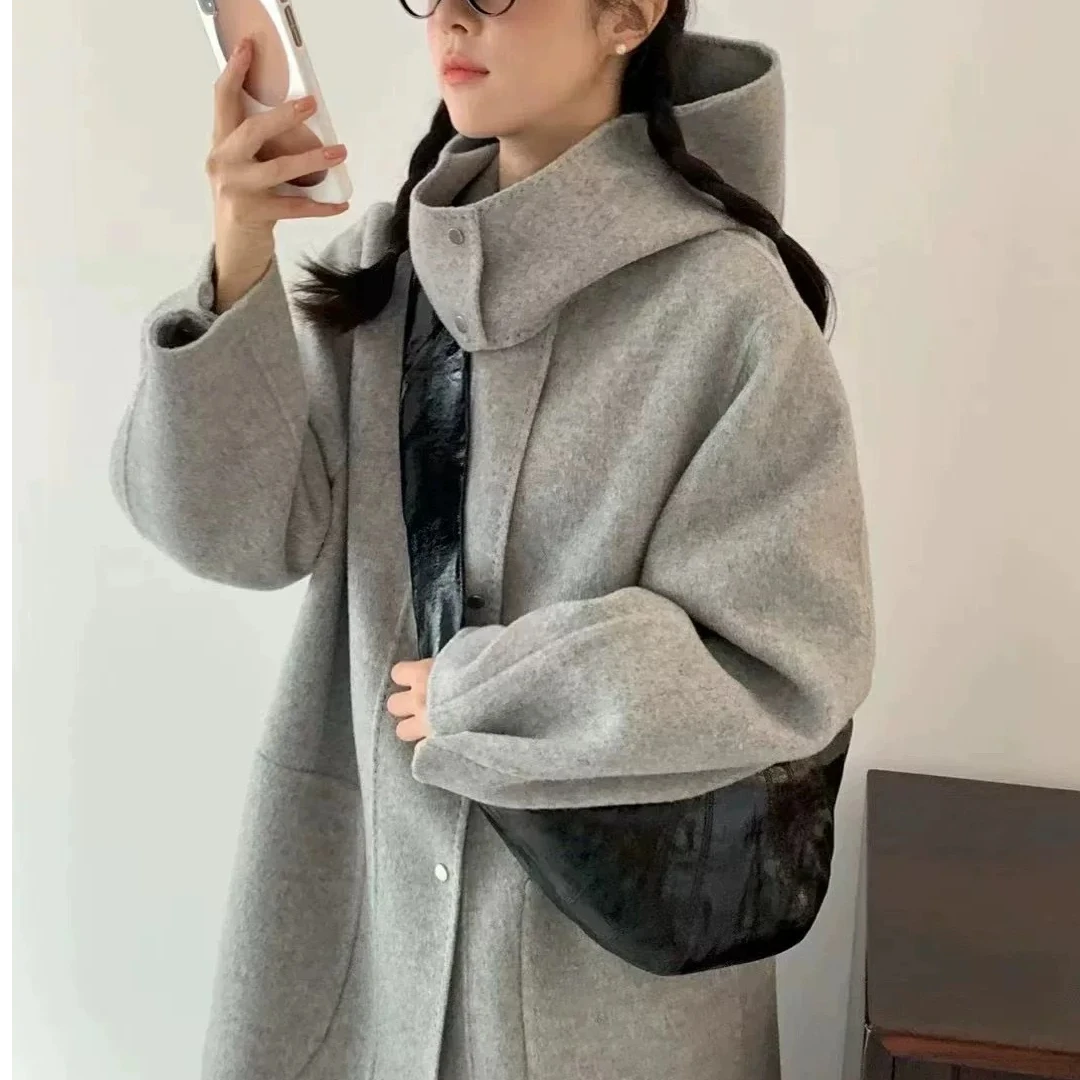 源头工厂—现货《2024东大门款新款》秋冬双面手缝羊毛大衣