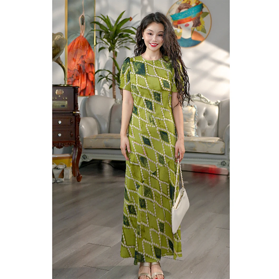 无印心匠B25102-1 休闲连衣裙时尚常规长裙裙子夏季碎花 K914