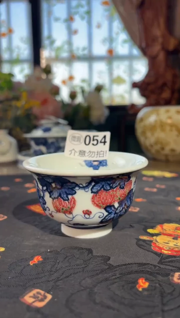 瓷孤品福利青花手绘西瓜杯子