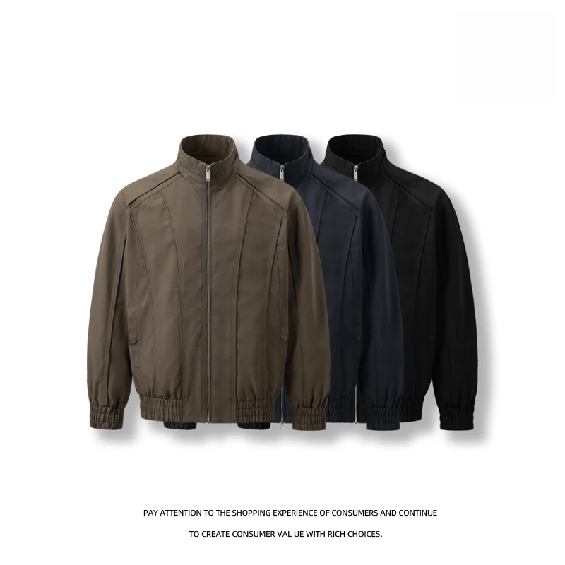2025秋季硬汉风立领夹克外套男重工美式立体剪裁TG5838