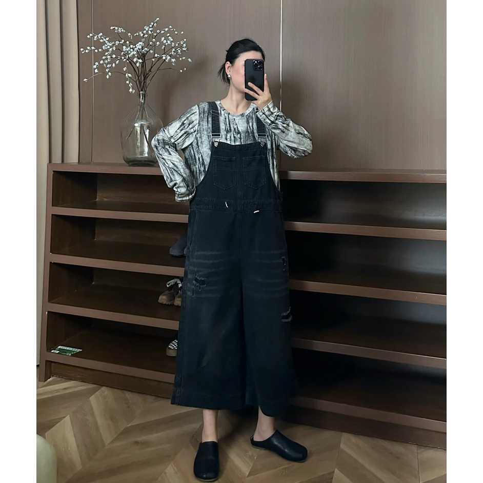 2025南北家春季上新欧货休闲显瘦高级感牛仔背带裤直筒时尚