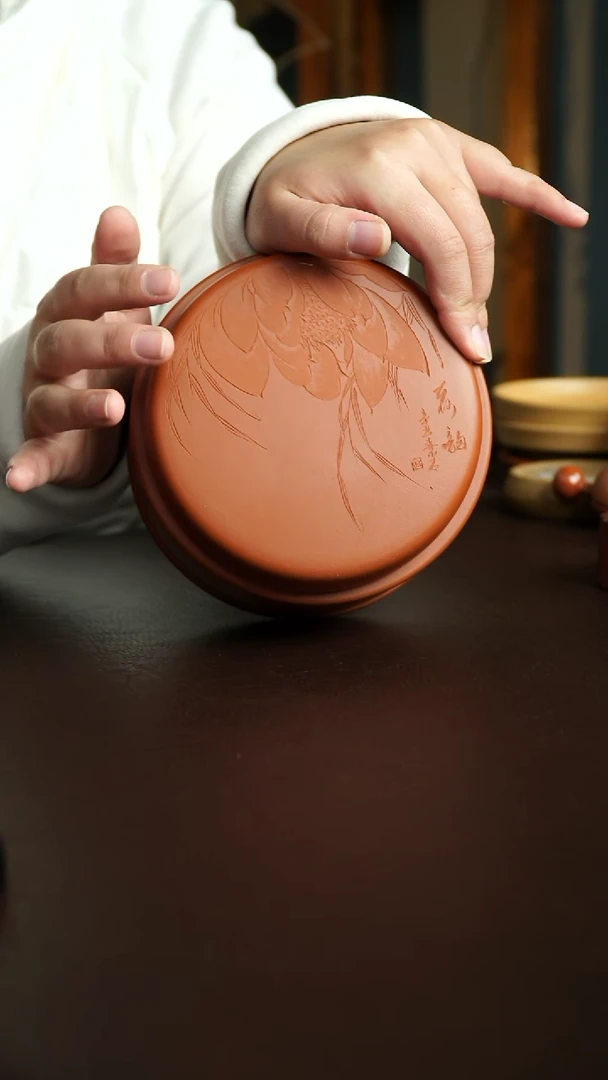 茶杯紫砂59号 双12特价 李建军老师朱泥荷花茶叶罐150克