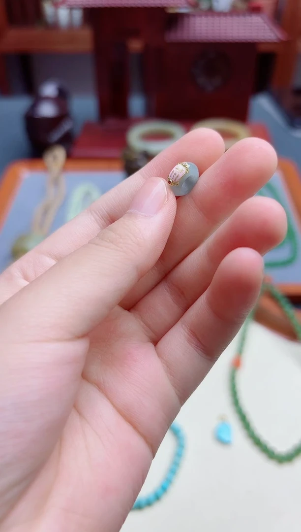 翡翠银S925镶嵌颈饰S925银翡翠跑环*1 DS