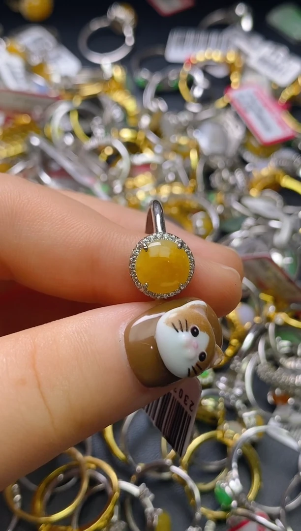 银S925镶嵌戒指翡翠百内无证书