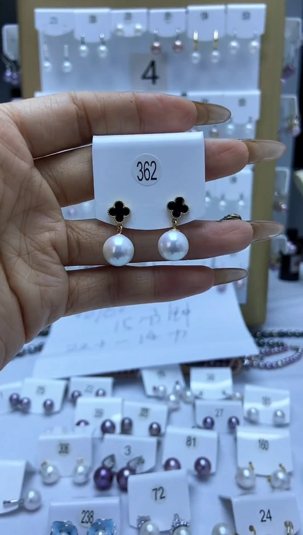 银S925镶嵌耳饰淡水珍珠362