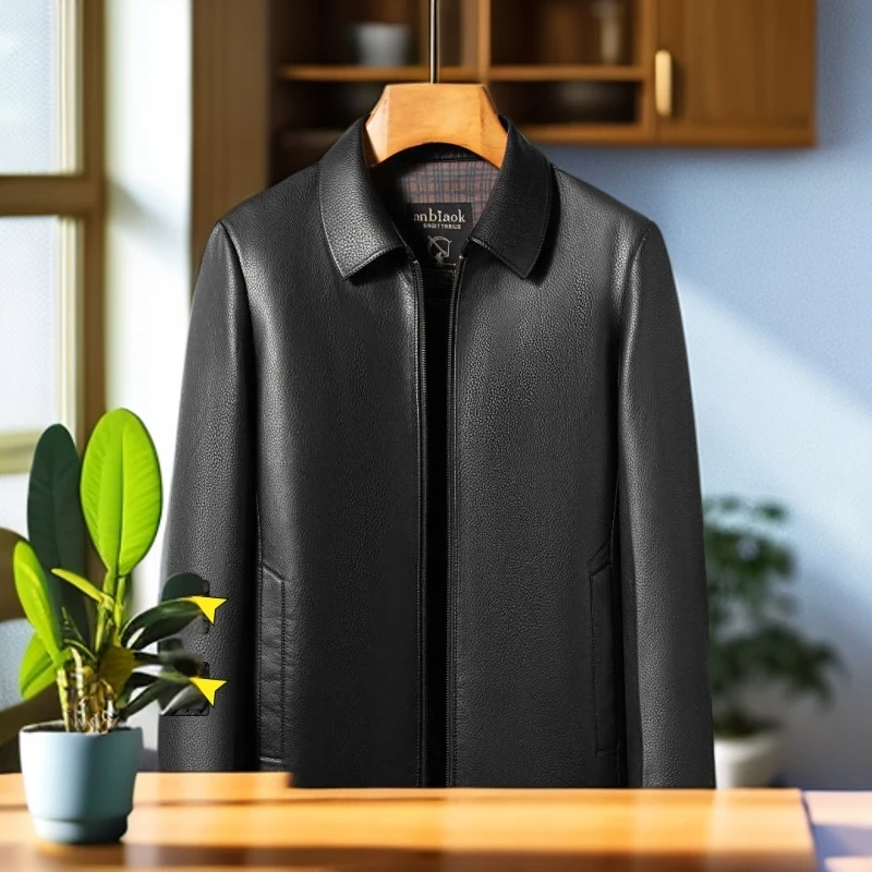 《头层牛皮8033-8035》男士牛皮翻领/立领休男款皮衣皮夹克