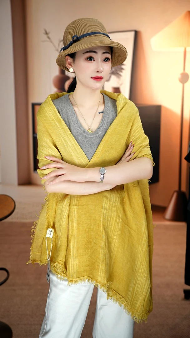 kc-16 亚麻90x180左右丝巾长巾